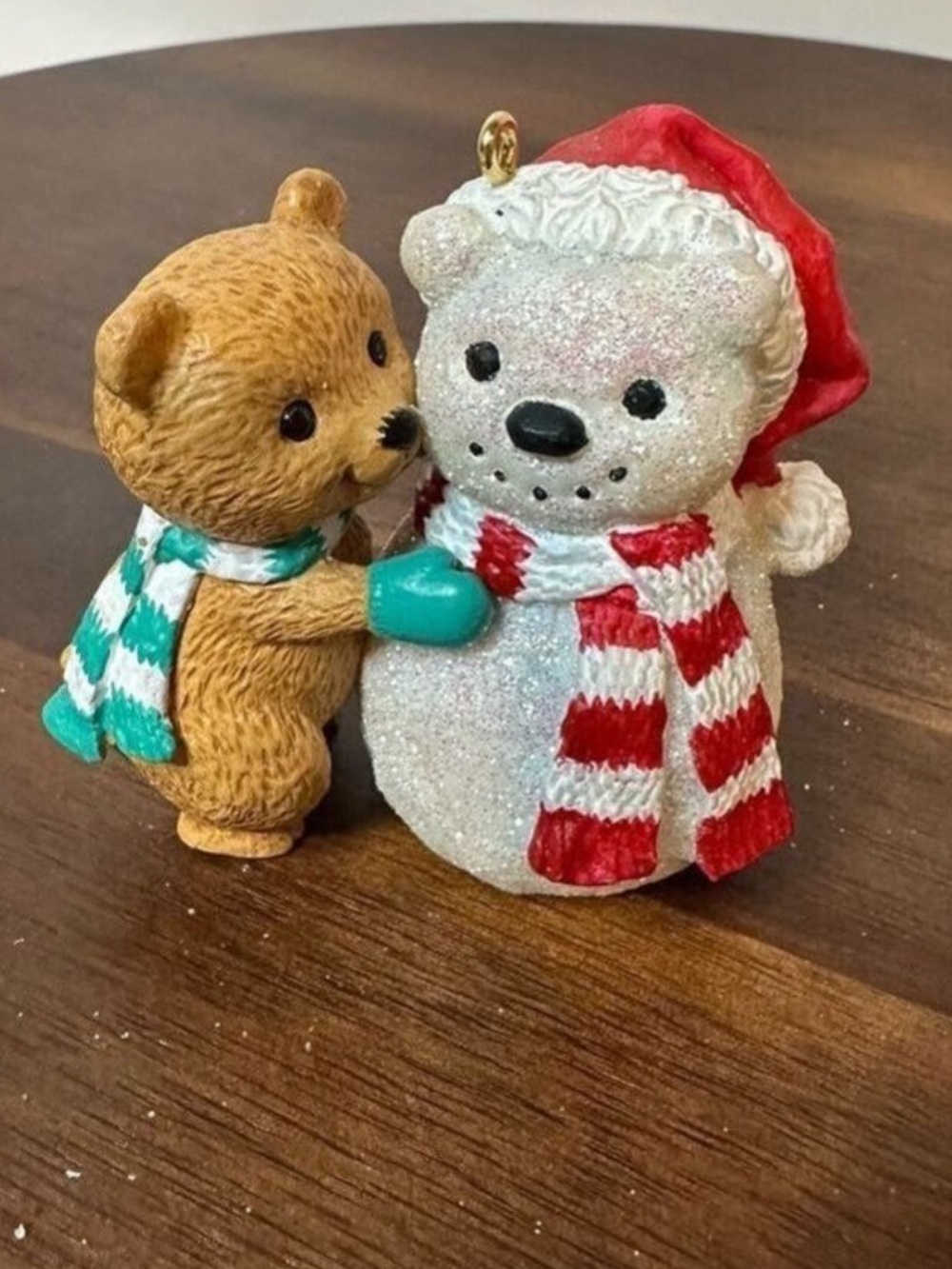 Hallmark 2005 Snowman & Bear Hug Ornament – Glitter Holiday Keepsake